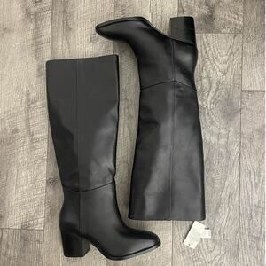 Banana Republic Women's Black Leather Block Heel Knee High Boots